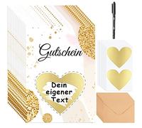 Tenare 15 Sets de Tarjetas de Cupón Incluye 15 Tarjetas de Voucher 15 Etiquetas de Rascar de Corazón 15 Sobres 1 Rotulador Tarjetas de Felicitación Divertidas para Regalo (EStampado en Caliente)