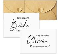 Tenare 2 Paquetes Set de Tarjetas de Día de Boda Tarjeta de Voto de Boda de Novia Novio con Sobres Tarjetas de Felicitación de To My Bride To My Groom on Our Wedding Day para Fiesta Casamiento