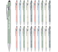 Tenare 20 Bolígrafo de Gracias Danke für Alles Bolígrafo Retráctil con Grabado Bolígrafo con Citas de Metal Regalo de Despedida con Lápiz Táctil para Profesor Empleado Colega(Colores de Macaron)