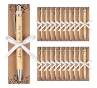 Tenare 20 Set Regalo para Invitado Bolígrafo de Madera Retráctil con Texto Carta Cinta Regalos de Agradecimiento para Bodas, Comuniones, Bautizos, Cumpleaños(Elegante)
