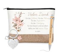 Tenare 3 Piezas Regalos Despedido Agradecimiento para Compañeros Empleados Neceser con Frase Bolígrafo Llavero(Vielen Dank für Das Zuhören)