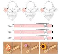 Tenare 3 Sets de Regalos para Amigas Incluye 3 Llaveros de Amistad 3 Bolígrafos Rosas 3 Sobres con Flores Secas Ideas de Regalo para Mujeres Mejores Amigas Hermanas Cumpleaños Navidad Graduación