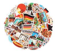 Tenare 50 Pegatinas de Alemania para Scrapbooking Pegatinas de Viaje de Berlín Impermeables para Scrapbooking Maletas Diario Botella de Agua Laptop Equipaje Guitarra Monopatín Computadora (Alemania)