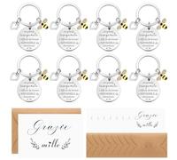 Tenare 8 Sets Regalos para Profesor Llavero con Colgante de Abeja y Escrito un Grande Insegnante È Difficile da Trovare Tarjetas de Agradecimiento con Sobres para Graduación Fin de Año Escolar