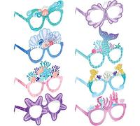 Tenare Decoraciones de Fiesta de Sirena Gafas de Papel con Tema de Sirena Accesorios de Cabina de Fotos de Playa Verano para Fiesta Disfraz Cumpleaños Adultos (Estilo Lindo, 24 Piezas)