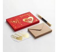 Tenare Juego de Tarjetas Rasca y Gana Navideñas 15 Tarjetas de Regalo con Pegatinas de Corazón, 15 Sobres y 1 Marcador Tarjetas Rasca y Gana Creativas para Navidad