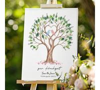 Tenare Libro de Visitas con Huellas Dactilares Libro de Visitas con Almohadilla de Tinta y Bolígrafo Juego de Huellas Dactilares, 30 x 40 cm(Hochzeit)