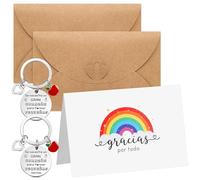 Tenare Regalos de Apreciación de Maestro 2 Llaveros de Profesor Grabado 2 Tarjeta Felicitación Gracias por Todo con 2 Sobre de Botón de Corazón Regalo de Despedida para Educadores Guardería Niñera