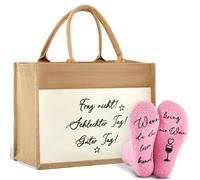 Tenare Regalos Divertidos para Mujeres Amantes del Vino Frag Nicht Schlechter Tag Guter Tag Bolso de Yute Bolso de Mano para Mujer Wenn Du Das Lesen Kannst Bring Mir Wein Calcetines de algodón Rosa