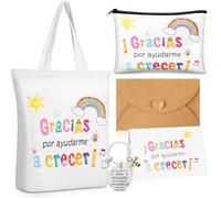 Tenare Set de Regalos de Agradecimiento para Maestro Profesora Bolsa de Lona Bolsa de Cosméticos Llavero Tarjeta Gracias Profe con sobre Regalo Profesores para Graduación Despedida(Estilo clásico)