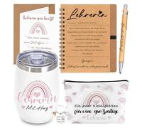 Tenare Set of 5 Thank You Gifts for Teacher's Day Teacher Thermos Mug 12oz Notebook Ballpoint Pen Key Ring Cosmetic Bag Thank You Card with Envelope for Farewell Graduation