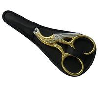 Tenartis 375 Tijeras para Bordar con Mango Dorado 9 cm Calidad Profesional con Funda en Piel Negra - Made in Italy