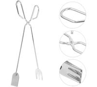Tenazas de Acero Inoxidable de Resistencia Compatibles con BBQ, Camping y Chimenea - Agarrador de Madera de Pesado con Diseño Resistente al , Herramienta para Leña para Parrillas Exteriores y Uso en
