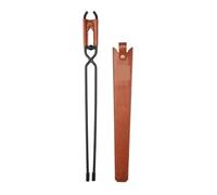 Tenazas para La Chimenea Tenazas for fuego reforzadas con funda de cuero for barbacoa, acero al carbono, for leña(Khaki Small)