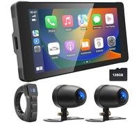 Tenbaba Cámara portátil para salpicadero de motocicleta, inalámbrica Apple CarPlay y Android Auto, HD Dual 1080P, DVR GPS para motocicleta, control de cable de pantalla digital, pantalla táctil de 5.5