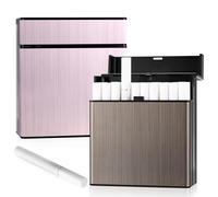 Tenbrachian 2 Pcs Pitilleras para Cigarrillos, Pitillera Mujer Hombre, Pitilleras de Metálico, Cajetillas para Cigarrillos, Estuche de Metal para Cigarrillos, Pitillera de Alumnio para 40 Cigarrillos