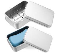 Tenbrachian 2 Piezas Jabonera de Viaje, 150ml Jabonera de Aluminio, Caja de Jabón de Viaje, Jaboneras para Pastillas de Jabon con Rejilla de Goteo, Caja Metalica para Casa Ducha Baño Viaje Camping