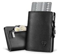 TENBST Cartera Tarjetero para Hombre Pequeño con Monedero, Tarjeteros para Tarjetas de Credito con Automática Pop-up, Billeteras para Hombre de Protección RFID, Regalos Hombres