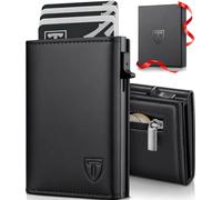 TENBST Carteras para Hombre | Cartera de Piel Auténtica, Artesanal Discreto | Monedero Elegante y Compacto con Ranuras para Tarjetas, Monedas y Cierre magnético Reyes para Él