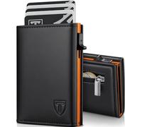 TENBST Carteras para Hombre - Cartera Ultradelgada de Piel Auténtica, Tarjetero con Cierre Magnético y Protección RFID, Elegante Naranja como Monedero Hombre Delgada - Regalo Hombres Elegante
