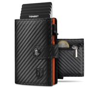 TENBST Carteras para Hombre | Tarjetero Cartera Hombre con Monedero & Bloqueo RFID | Tarjeteros para Tarjetas de Credito | Billeteras para Hombre| Regalo Hombre - Fibra de Carbon