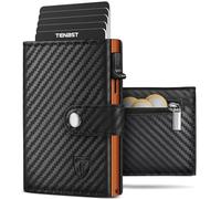 TENBST Carteras para Hombre | Tarjetero Cartera Hombre con Monedero & Bloqueo RFID | Tarjeteros para Tarjetas de Credito | Billeteras para Hombre | Regalo Hombre - Fibra de Carbon