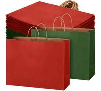 Tenceur 100 bolsas de regalo de Navidad rojas y verdes, bolsas de papel kraft con asas, bolsas de regalo para bodas, baby shower, despedidas de soltera, compras, fiestas, negocios (16 x 12 x 6