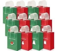 Tenceur 120 bolsas de regalo de Navidad a granel para fiestas de Navidad, bolsas de regalo de papel kraft rojo con asas temáticas de Navidad, bodas, fiestas, cumpleaños, despedidas de soltera,