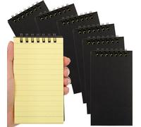 Tenceur 6 cuadernos de bolsillo pequeños de 3 x 5 pulgadas, tapa negra, tapa amarilla, cuaderno encuadernado con 120 páginas rayadas, mini blocs de notas para oficina, universidad, enfermera