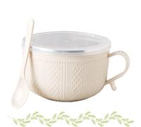 Tencipeda 25 oz Mug Meals with Lids, Christmas Soup Mugs Set of 3, Stainless Steel Double-Layer Meal Bowls with Handles for Family Dinners, Coffee, and Stews (Beige)