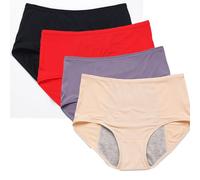 Tencipeda 4 Pack Leak Proof Underwear for Women, Breathable Women's Incontinence Underwear for Lunation & Light Bladder Leakage (BlackRedPurpleSkin,5XL)