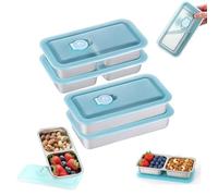 Tencipeda Bento Box Stainless Steel, 30 Oz 2 Compartment Portable Food Storage Stainless Steel Lunch Box with Leakproof Lids,Divided Meal Prep Lunch Box Food Container Dishwasher Safe (4pcs)