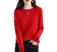 Tencipeda Cashmere Cardigans for Women, Fall Crew Neck Lightweight Soft Warm Pullover Knitted Jumper Lightweight Cozy Warm (Red,S)