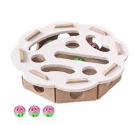 Tencipeda Cat Nail File Enrichment Box for Indoor Cats, Cat Scratch Puzzle Enrichment Box with Rolling Bell Balls, A Playtime Experience That Keeps Your Furry Friend Happy and Engaged (White,Round)