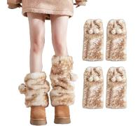 Tencipeda Deer Fur Leg Warmers, Y2K Brown Fuzzy Boot Covers Women's Brown Faux Fur Leg Warmers for Holiday Party (2 sets)