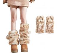 Tencipeda Deer Fur Leg Warmers, Y2K Brown Fuzzy Boot Covers Women's Brown Faux Fur Leg Warmers for Holiday Party (1 set)