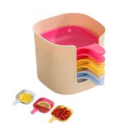 Tencipeda Dipping Sauce Plate and Holder Set (6 Pcs), Space-Saving Mini Sauce Dishes with Handle for BBQ, Sushi, Parties - Dishwasher Safe Sauce Bowls for Home, Restaurant & Cafe (Rainbow)