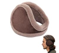 Tencipeda Ear Muffs for Winter Women Fleece, Behind-The-Head Ear Warmer Foldable for Men Women Ski Running Cycling (Fur Ear Warmers/Brown)
