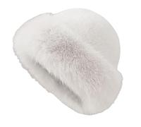 Tencipeda Faux Fur Bucket Hat, Fuzzy Hat Women Womens Winter Plush Fluffy Furry Mink Hats for Casual Trips Sports Skiing (White)