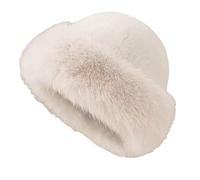 Tencipeda Faux Fur Bucket Hat, Fuzzy Hat Women Womens Winter Plush Fluffy Furry Mink Hats for Casual Trips Sports Skiing (Beige)
