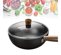 Tencipeda Fish Scale Pattern Flat Bottom Non-Stick Pan with Lid, Natural Non-Stick, Dishwasher Safe & Gas, Induction Ready Fish Scale Non-Stick Pan for Oil-Free Cooking (20cm)
