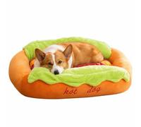 Tencipeda Hot Dog Pet Bed, Dachshund Sleeping Cushion with Bun Shape Design, Washable Puppy Mat For Small Indoor Pets (Size:M)