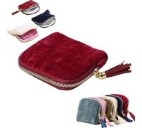 Tencipeda Jewelry Zippered Pocket Case Travel Jewelry Bag Portable Organizer with Tassel Mini Soft Foldable Pouch with Multiple Compartments for Earrings Necklaces Rings (Maroon)