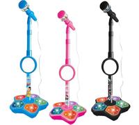 Tencipeda Kids Microphone with Stand, Standing Adjustable Mic for Portable Singing-Along Flashing Stage Light Base for Aged 3-6 Boys Girls (3 pcs)