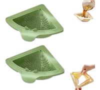 Tencipeda Magnetic Triangular Sink Corner Rack Twist-Open Knob Triangular Design-Bottom Pop Automatically Sponge Holder Punch-Free Drainage & Filter Basket for Storage Food Waste (Green,2 sets)