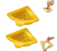 Tencipeda Magnetic Triangular Sink Corner Rack Twist-Open Knob Triangular Design-Bottom Pop Automatically Sponge Holder Punch-Free Drainage & Filter Basket for Storage Food Waste (Yellow,2 sets)