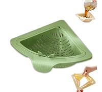 Tencipeda Magnetic Triangular Sink Corner Rack Twist-Open Knob Triangular Design-Bottom Pop Automatically Sponge Holder Punch-Free Drainage & Filter Basket for Storage Food Waste (Green,1 set)