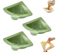 Tencipeda Magnetic Triangular Sink Corner Rack Twist-Open Knob Triangular Design-Bottom Pop Automatically Sponge Holder Punch-Free Drainage & Filter Basket for Storage Food Waste (Green,3 sets)