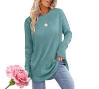 Tencipeda Marayen Tunic, Marayen Womens Tunic for Leggings, Long Sleeve Thumb Hole Shirts Crew Neck Long Sleeve Shirts (Turquoise Green,XL)