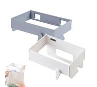 Tencipeda No Drill Foldable Trash Bag Holder, Space-Saving Foldable Trash Bag Holder with Magnetic Closure for Kitchen Cabinet Doors, Bathroom (White+Gray)